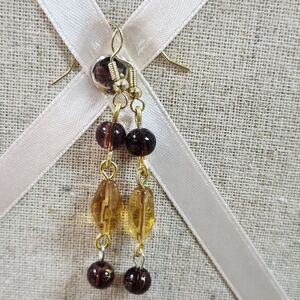Elegant Gold and Purple Glass Beaded Earrings